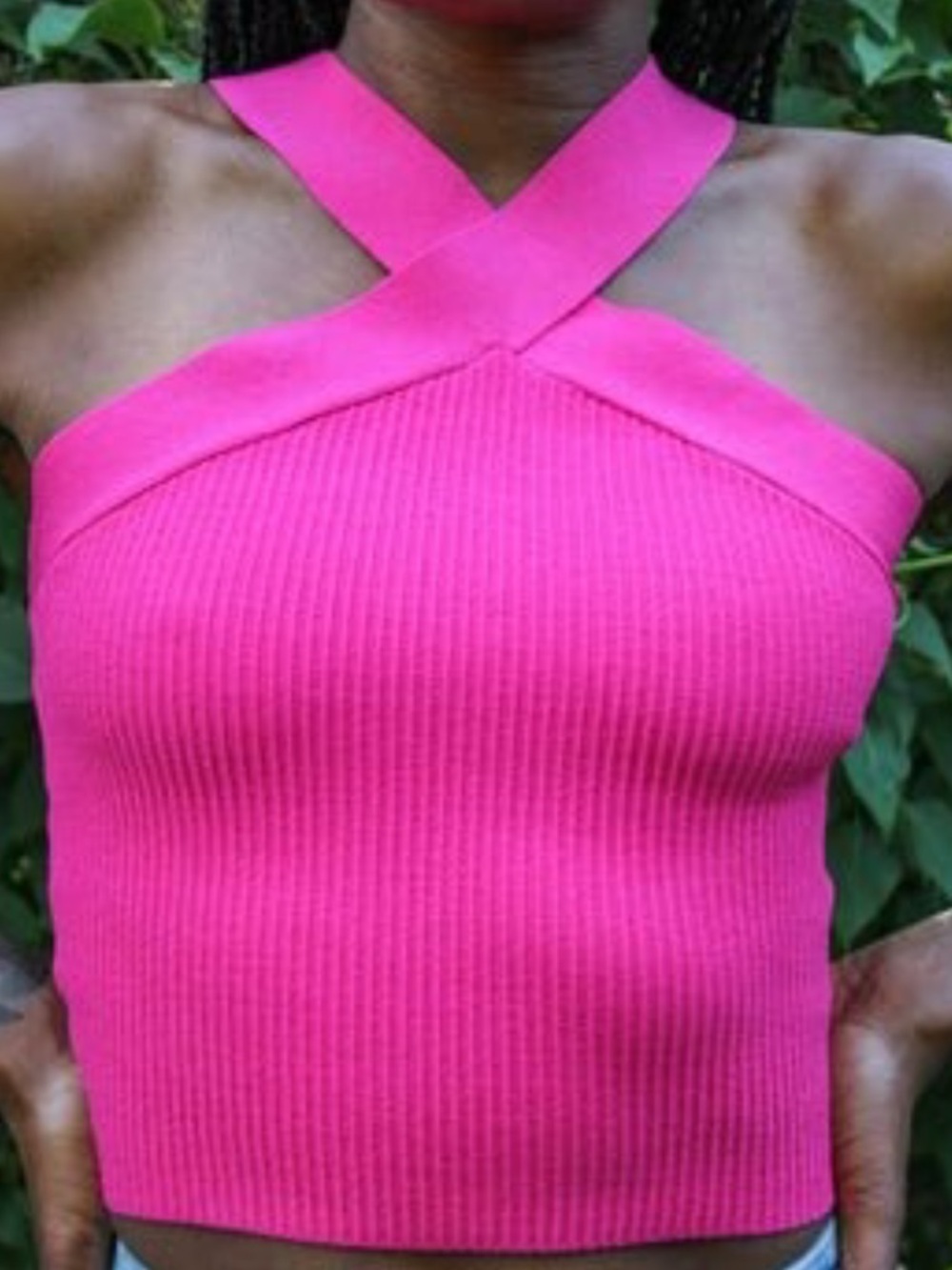 Hot Pink Women’s halter top - Stretch Nylon Blend